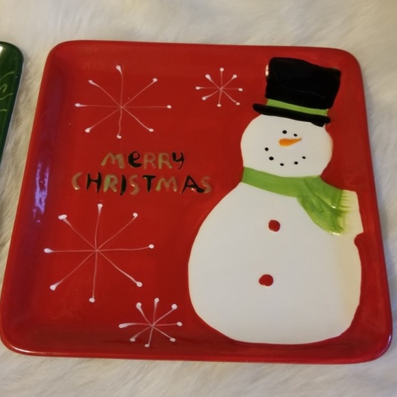 Christmas Candy Tray Set of 2 Ceramic New - Picture 2 of 5